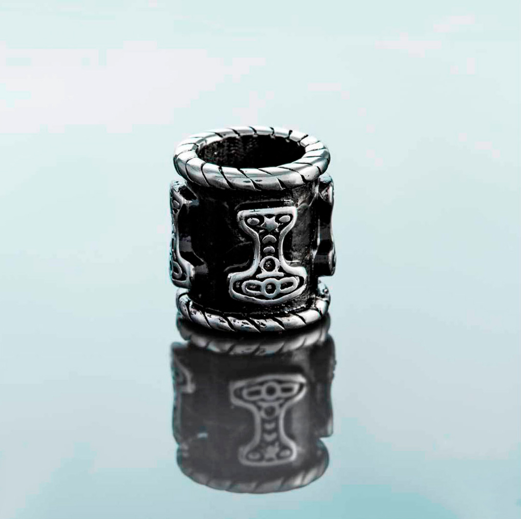 Northern Viking Jewelry Black Thor skäggsmycke NVJHE001