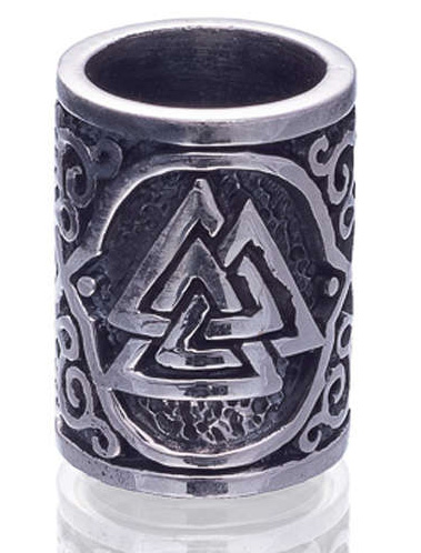 Northern Viking Jewelry Silver Valknut skäggsmycke NVJHE014