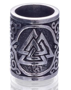Northern Viking Jewelry Silver Valknut skäggsmycke NVJHE014