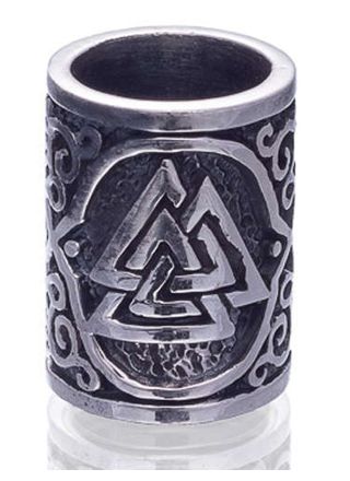 Northern Viking Jewelry Silver Valknut skäggsmycke NVJHE014