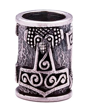 Northern Viking Jewelry Silver Korp Thor's Hammer skäggsmycke NVJHE025