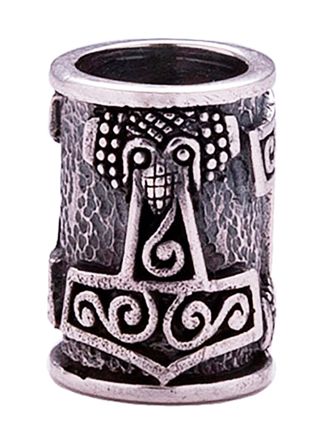 Northern Viking Jewelry Silver Korp Thor's Hammer skäggsmycke NVJHE025