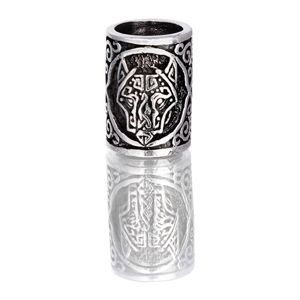 Northern Viking Jewelry Silver Väktare Varg skäggsmycke NVJHE028 main product photo