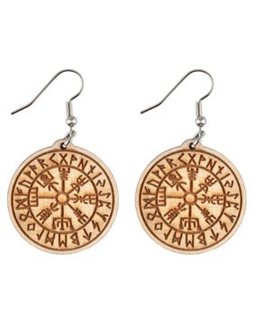 Northern Viking Jewelry Vegvisir örhängen av trä NVJKK045