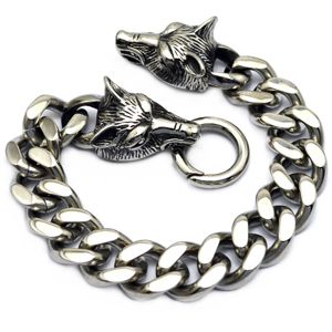 Northern Viking Jewelry Steel Chain Wolf Head NVJRA012 armband main product photo