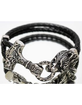Northern Viking Jewelry Thors Hammer Wolf armband NVJRA013