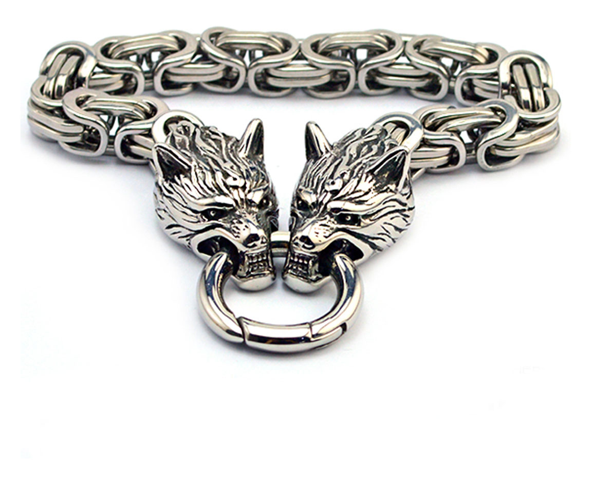 Northern Viking Jewelry Clasp Byzantine kejsarlänk Wolf Head armband  NVJRA015