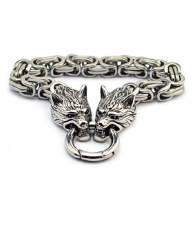 Northern Viking Jewelry Clasp Byzantine kejsarlänk Wolf Head armband NVJRA015