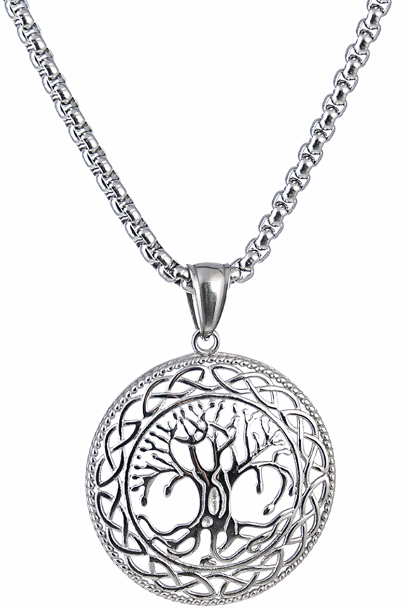 Northern Viking Jewelry NVJRS022 halsband Shiny Steel Tree of Life