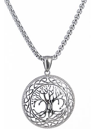 Northern Viking Jewelry NVJRS022 halsband Shiny Steel Tree of Life