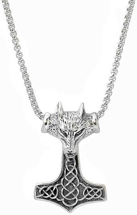 Northern Viking Jewelry NVJRS052 halsband Fenrir Wolfhead