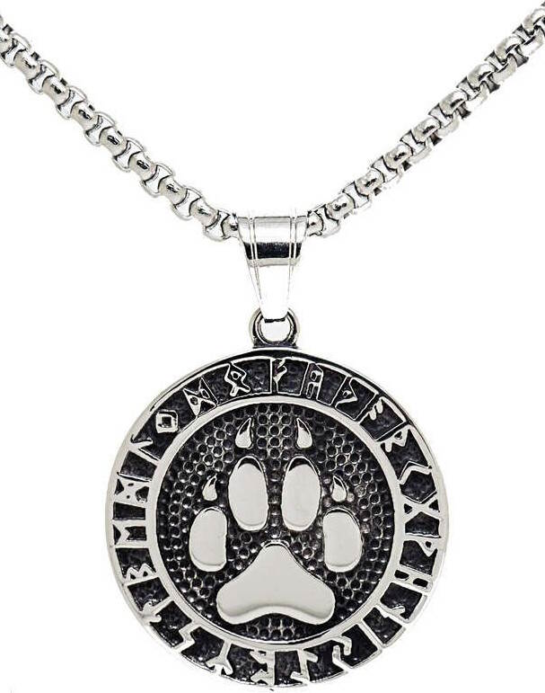 Northern Viking Jewellery NVJRS064 Wolf Paw Rune halsband