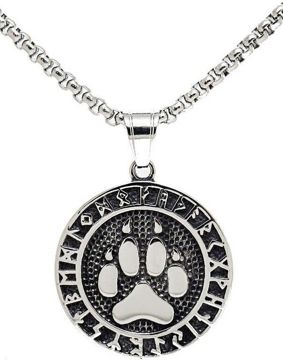Northern Viking Jewellery NVJRS064 Wolf Paw Rune halsband