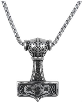 Northern Viking Jewelry NVJRS090 Eternity Knotwork Thor's Hammer halsband