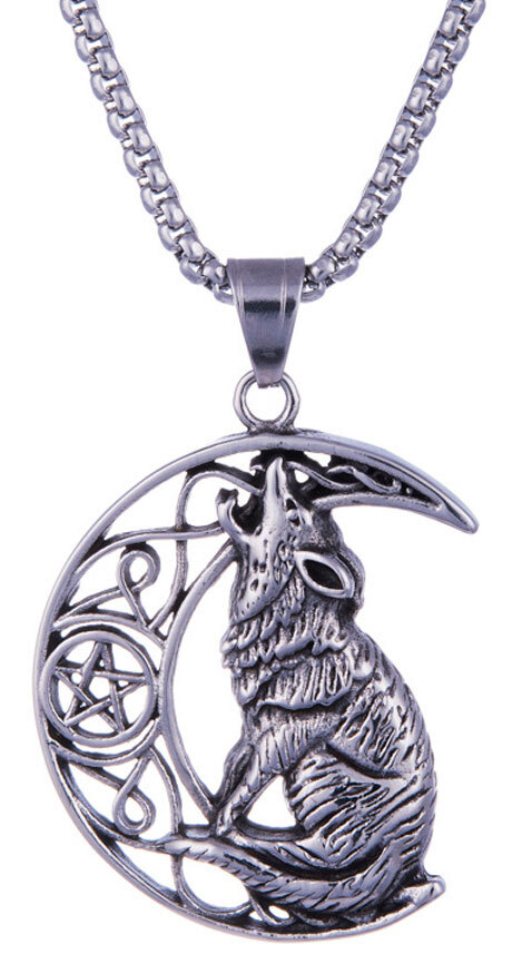 Northern Viking Jewelry halsband Moon Wolf NVJRS100