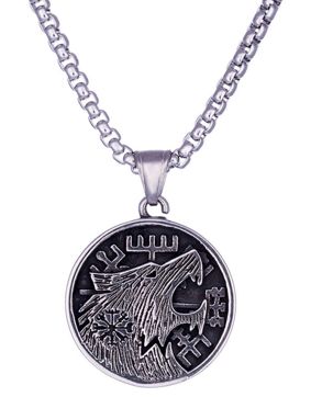 Northern Viking Jewelry Vegvisir Wolf halsband NVJRS104