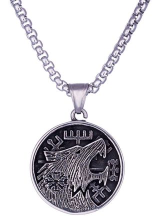 Northern Viking Jewelry Vegvisir Wolf halsband NVJRS104