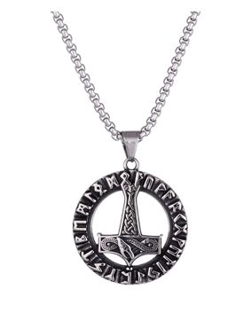 Northern Viking Jewelry Rytande Drake Thors Hammare halsband NVJRS108