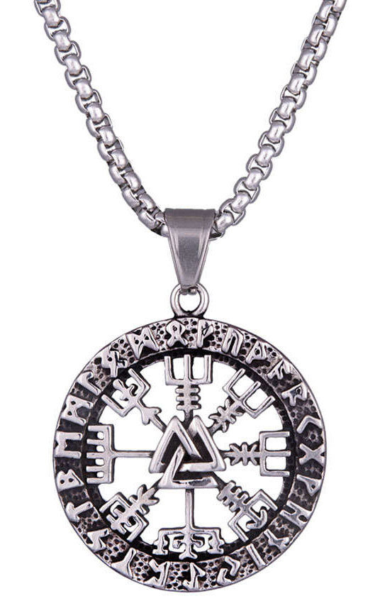 Northern Viking Jewelry Vegvisir Valknut halsband NVJRS115