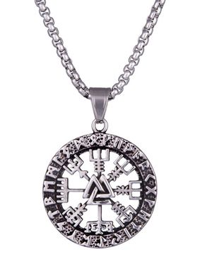 Northern Viking Jewelry Vegvisir Valknut halsband NVJRS115