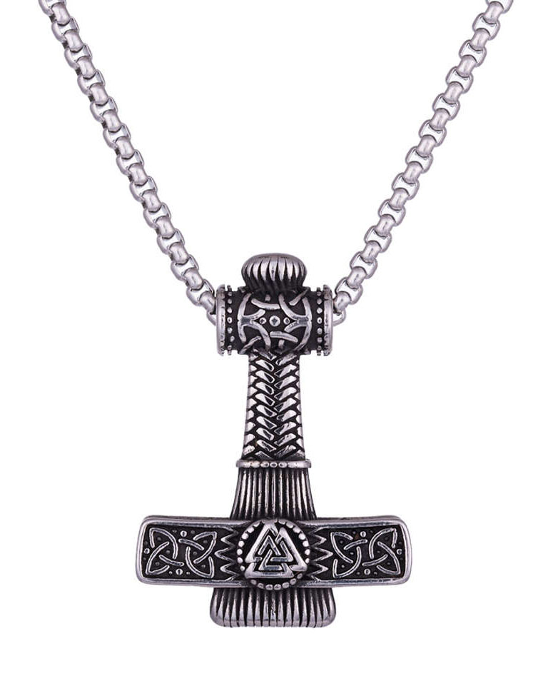 Northern Viking Jewelry Thorin Vasara Valknut Hammer halsband NVJRS118