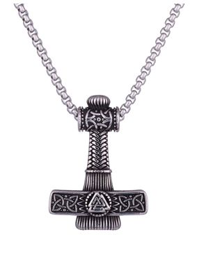 Northern Viking Jewelry Thorin Vasara Valknut Hammer halsband NVJRS118