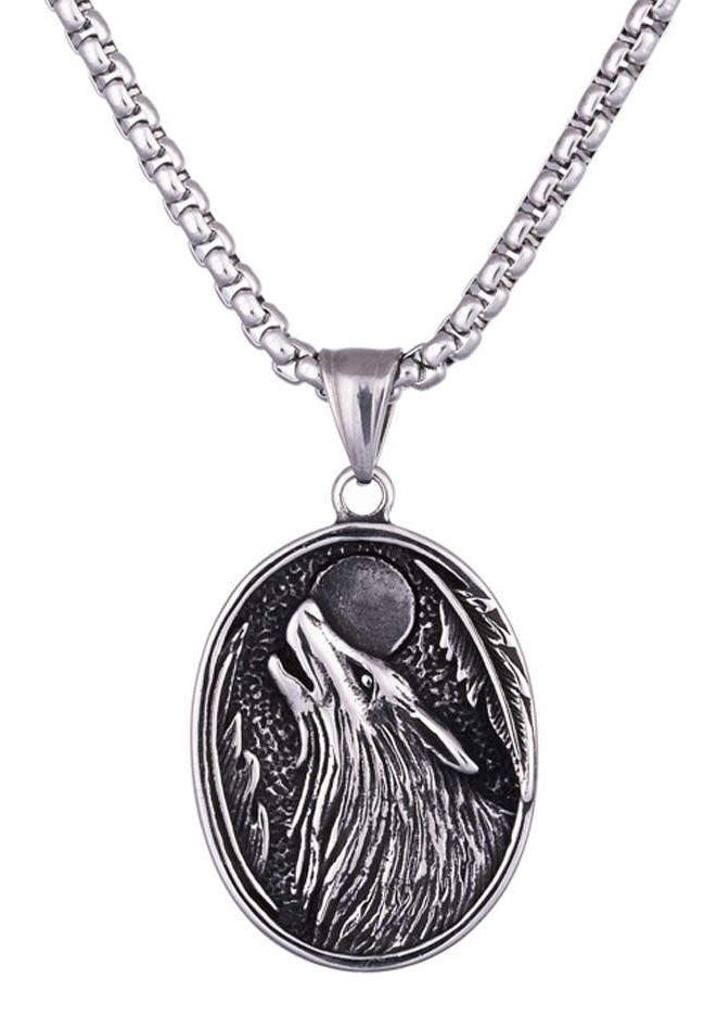 Northern Viking Jewelry Wolf & Moon halsband NVJRS119