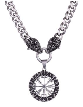Northern Viking Jewelry pansar kedja 10 mm Vegvisir berlock NVJRS121