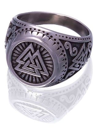 Northern Viking Jewelry Shield Valknut ring NVJSO024