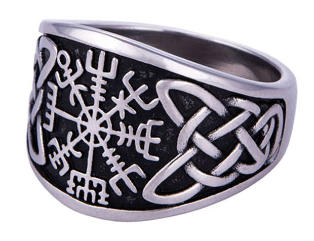 Northern Viking Jewelry Concave Vegvisir ring NVJSO026