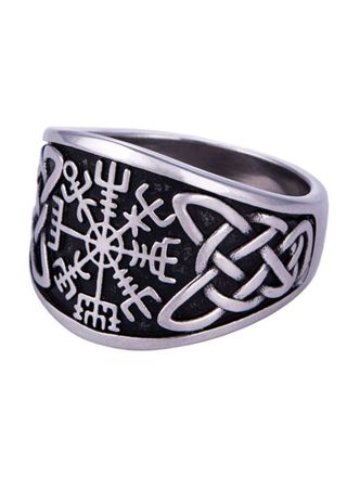 Northern Viking Jewelry Concave Vegvisir ring NVJSO026