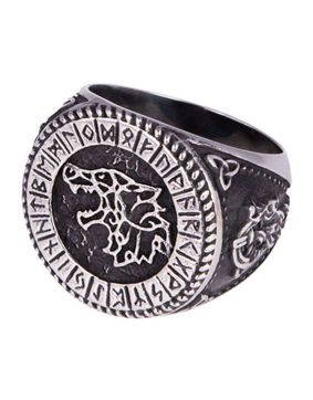 Northern Viking Jewelry Fenrir Rune ring NVJSO028