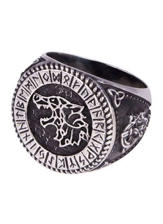 Northern Viking Jewelry Fenrir Rune ring NVJSO028