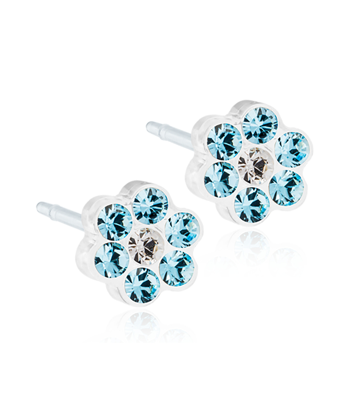 Blomdahl EJ MP Daisy 5 mm Aquamarine/Crystal blomörhängen 15-0114-55
