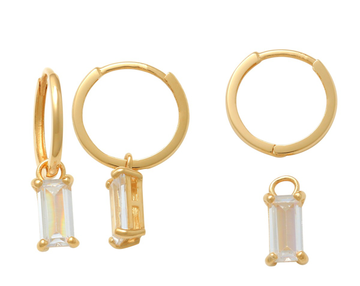 Lykka Casuals two-in-one baguette hoops i guld