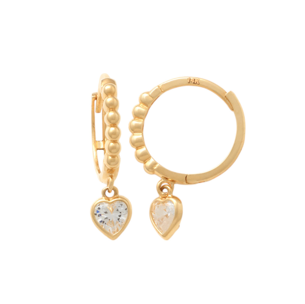 Lykka Hearts guld hängande hjärtörhängen 13 mm