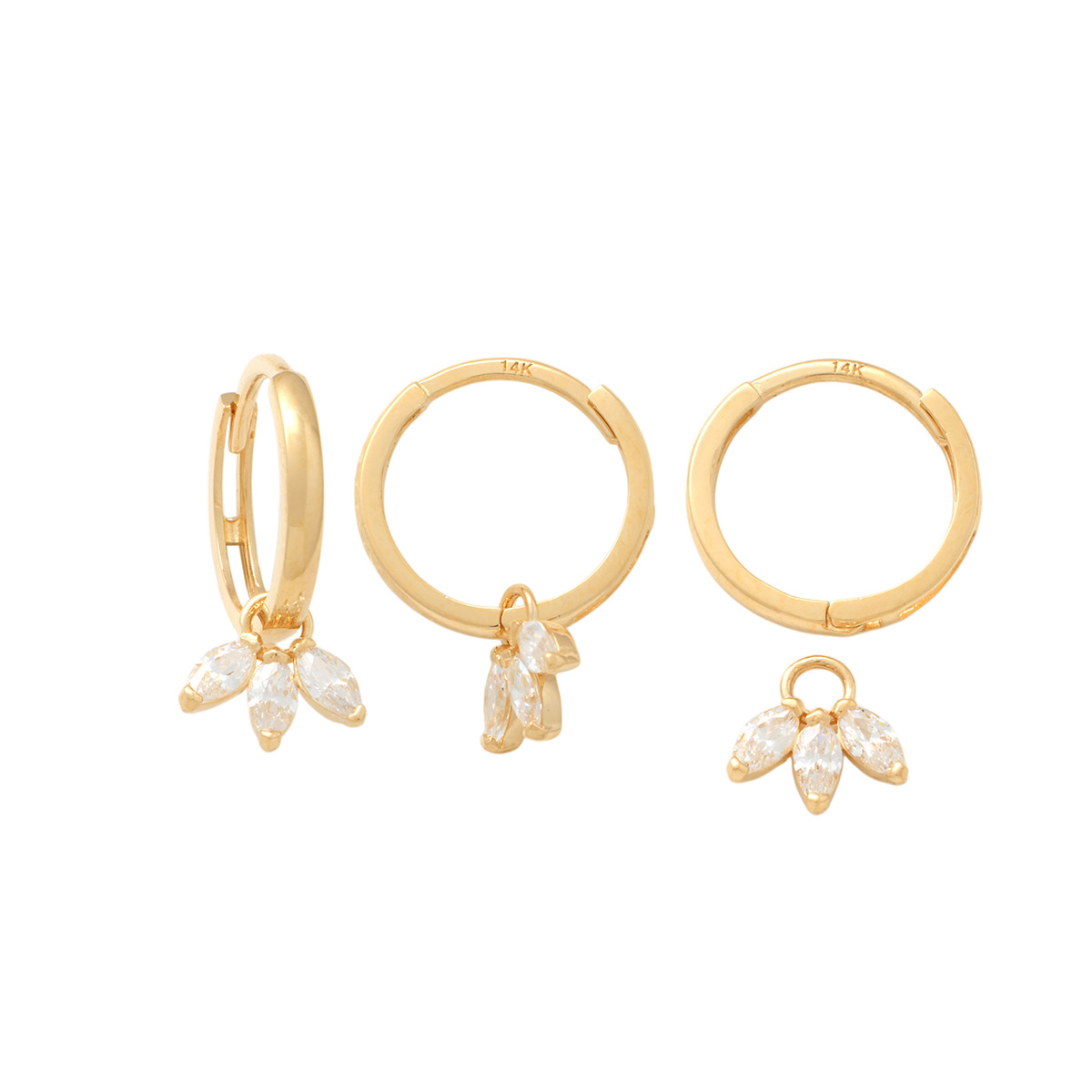 Lykka Casuals guld ringörhängen med zirkonhänge