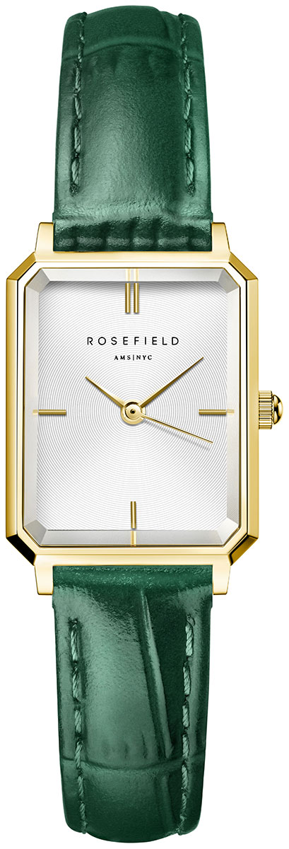 Rosefield Octagon XS White Emerald Leather Gold OWGLG-O86