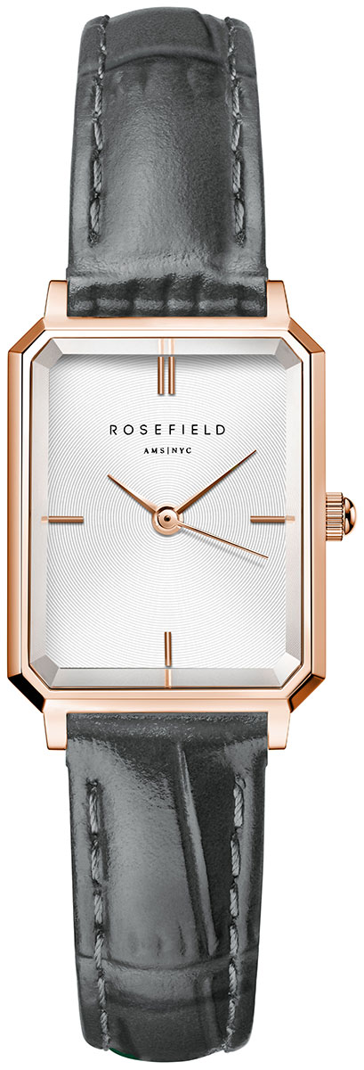 Rosefield Octagon XS White Grey Leather Rose Gold OWGLR-O87
