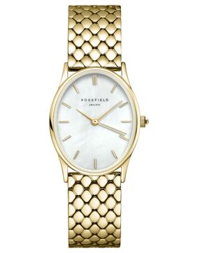 Rosefield The Oval White MOP Steel Gold OWGSG-OV01