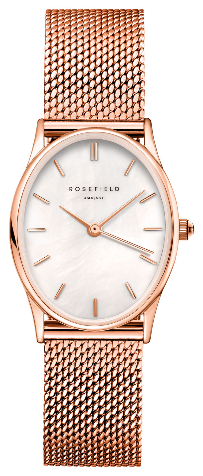 Rosefield The Oval White MOP Mesh Rose Gold OWRMR-OV12
