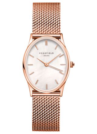 Rosefield The Oval White MOP Mesh Rose Gold OWRMR-OV12