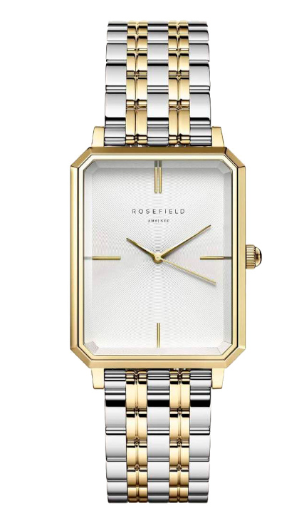 Rosefield The Octagon White Sunray Steel Silver Gold Duotone 23*29mm OWSSSG-O48