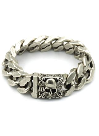 Rocks Steel 23 mm pansararmband dödskalle lås 22 cm P.S.S.23-22