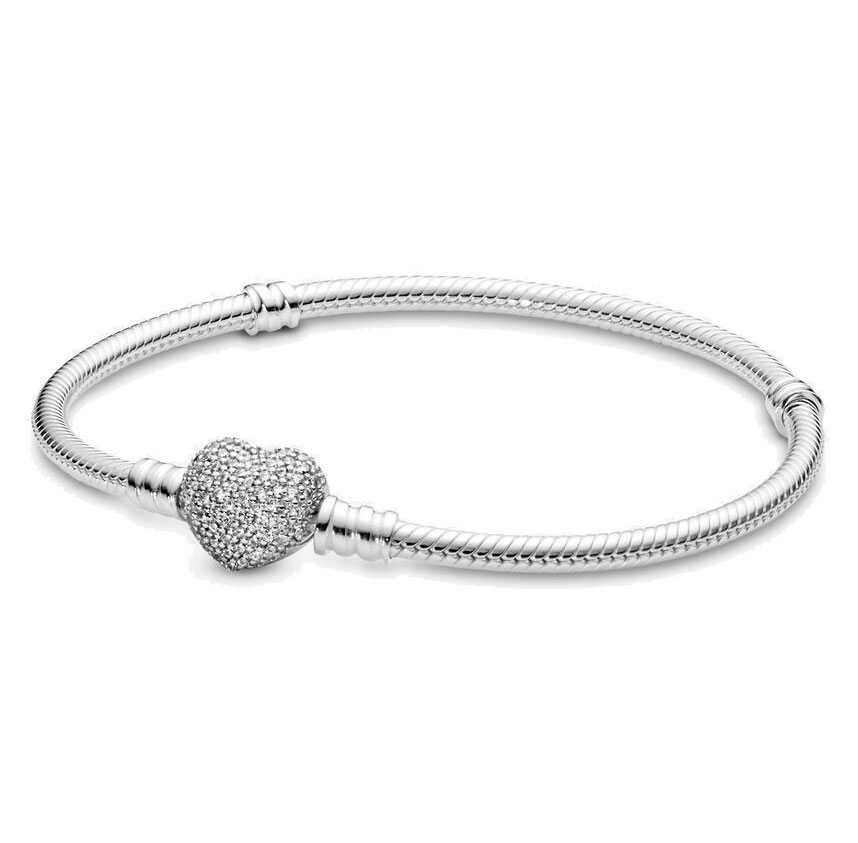 Pandora armband, pavéhjärta silver 590727CZ