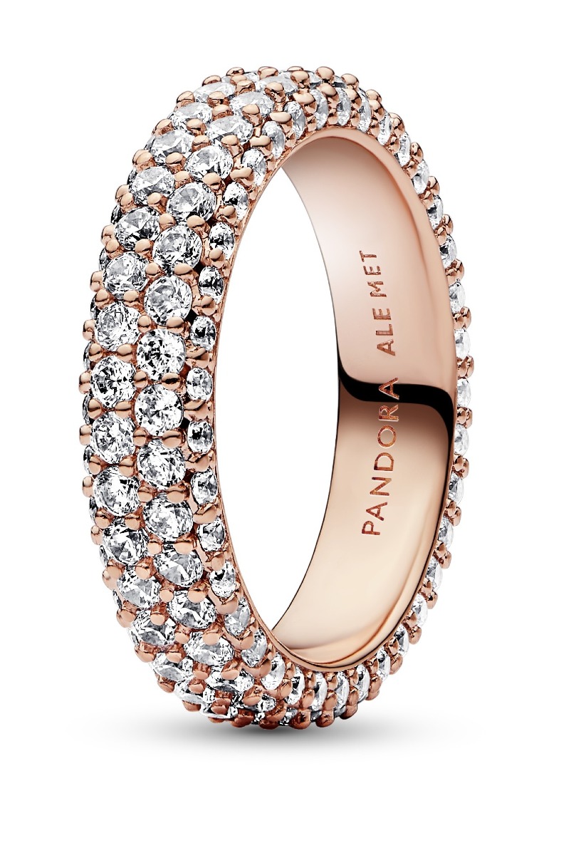 Pandora Timeless Pave Double-row 14k Rose gold-plated ring 182629C01