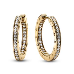 Pandora Signature Logo & Pave 14k Gold-plated hoops 262738C01 main product photo