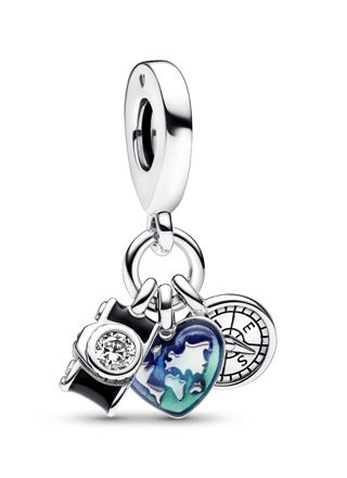 Pandora Moments Camera, Heart & Compass Triple Dangle berlock 792703C01