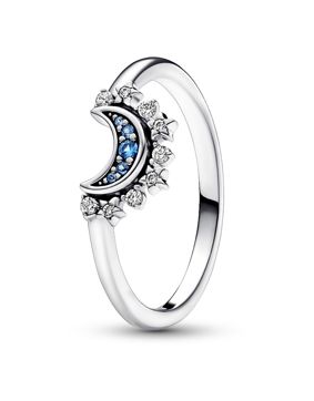 Pandora Moments Celestial Blue Sparkling Moon ring 192675C01