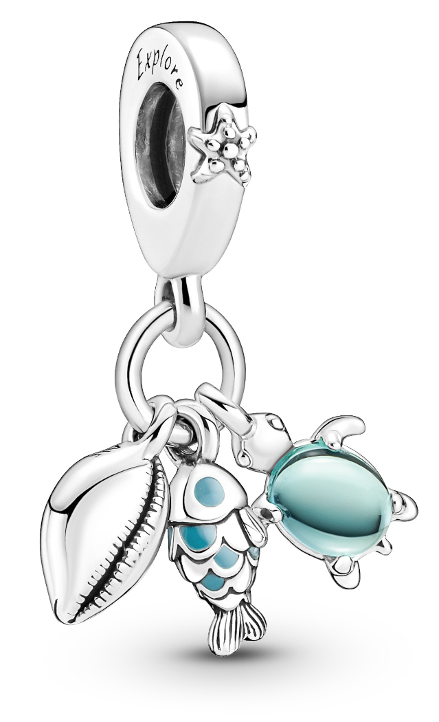 Pandora Moments Charm dangle Fish, Sea Turtle & Conch berlock 791697C01
